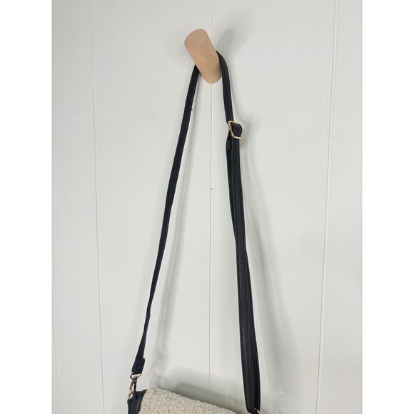 Kedzie Camden Faux Sherpa Crossbody Mini Messanger Bag Black - Picture 4 of 9